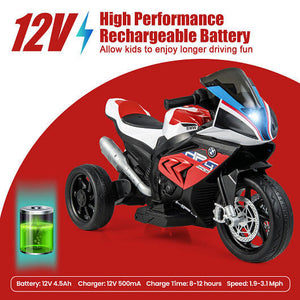12V Licensed BMW Red Ride-On Motorcycle Toy for Kids 3 to 8 Years Old Trend Times 4