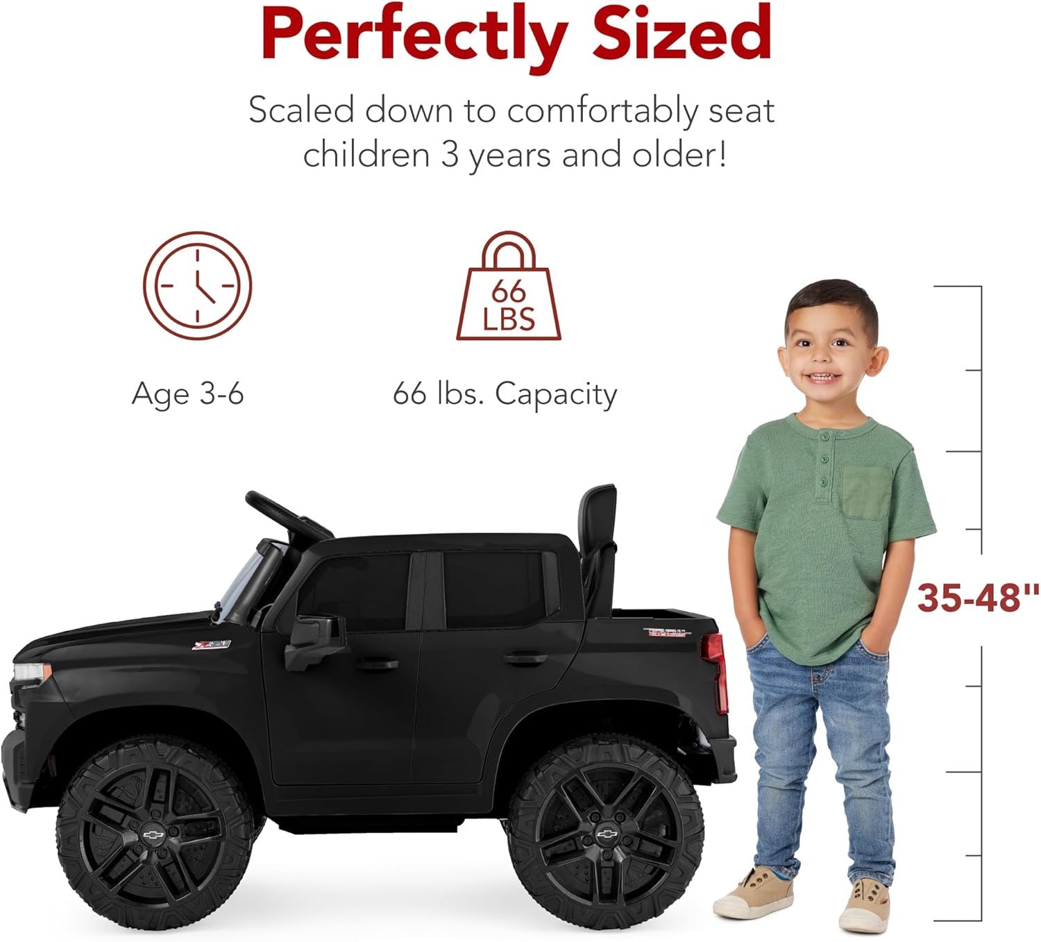 12V Licensed Chevrolet Silverado Electric Ride-On Truck Toy with Parent Remote Control Trend Times 3