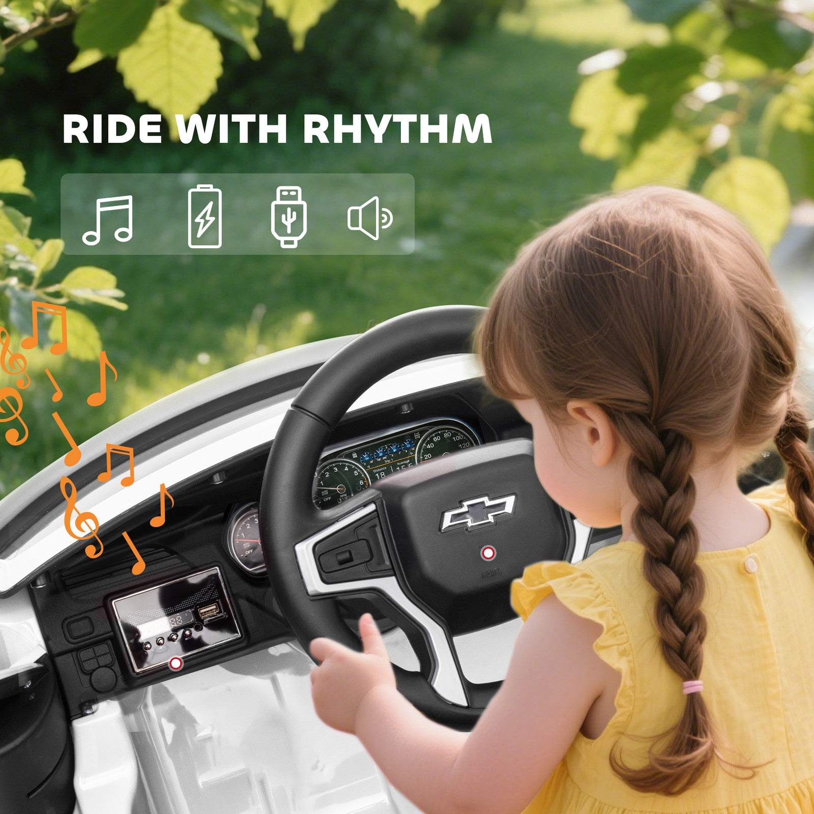 12V Licensed Chevrolet Tahoe Kids Ride-On Toy with Music and Suspension System Trend Times 7