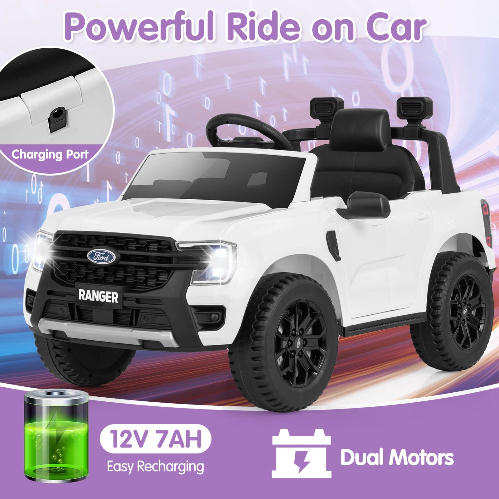 12V Licensed Ford Ranger Kids Ride-On Car with Remote Control and Storage Basket Trend Times 7
