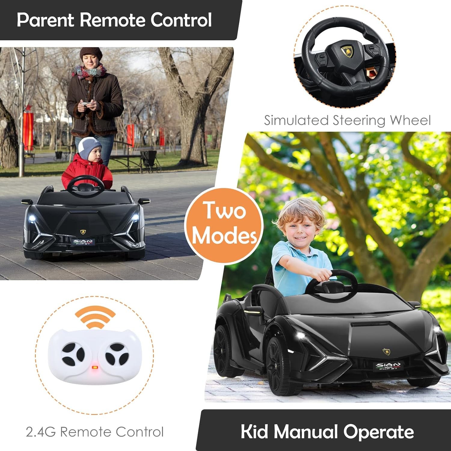 12V Licensed Lamborghini Sian Kids Ride-On Car with Parent Remote Control Trend Times 1