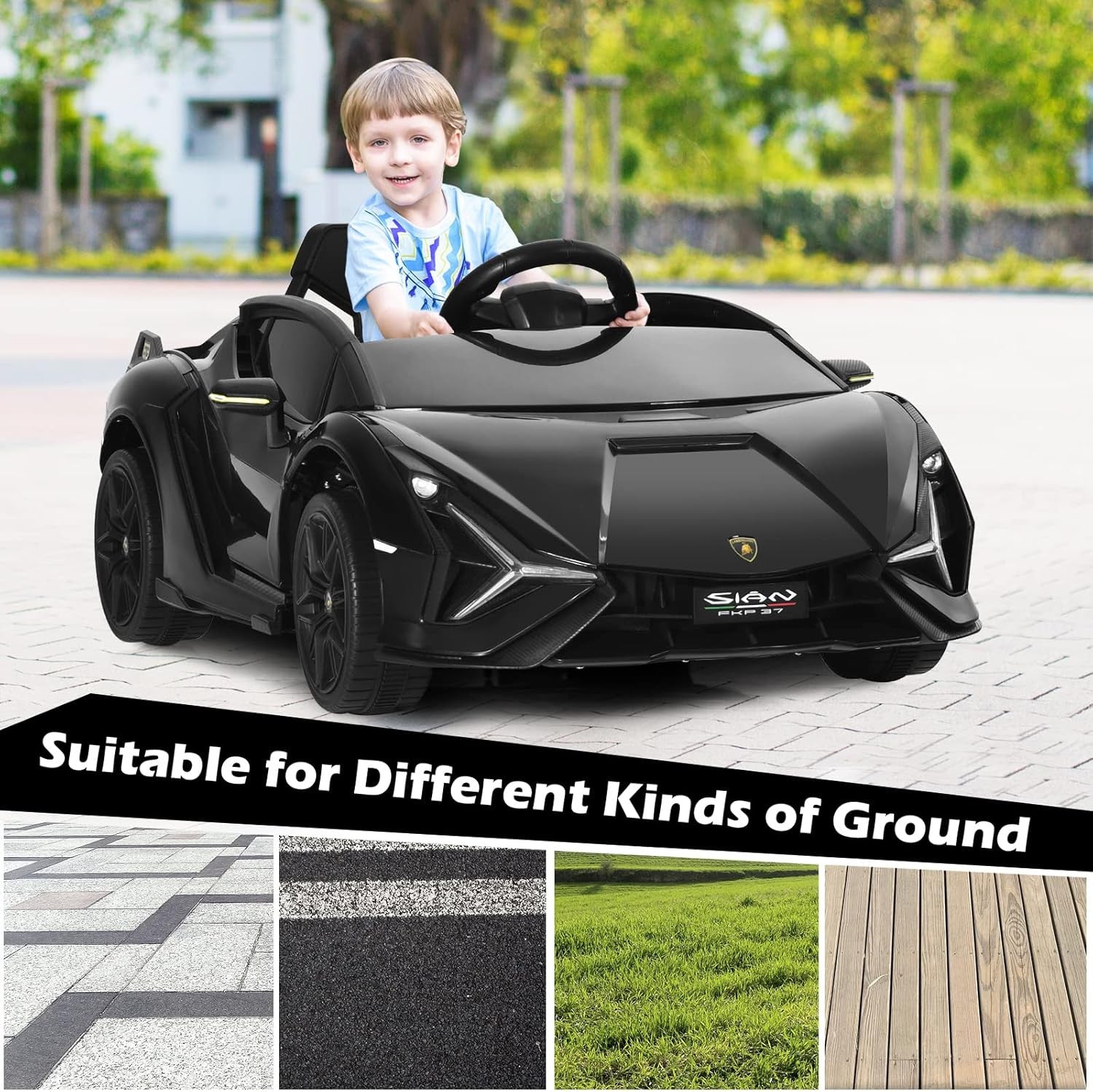 12V Licensed Lamborghini Sian Kids Ride-On Car with Parent Remote Control Trend Times 7