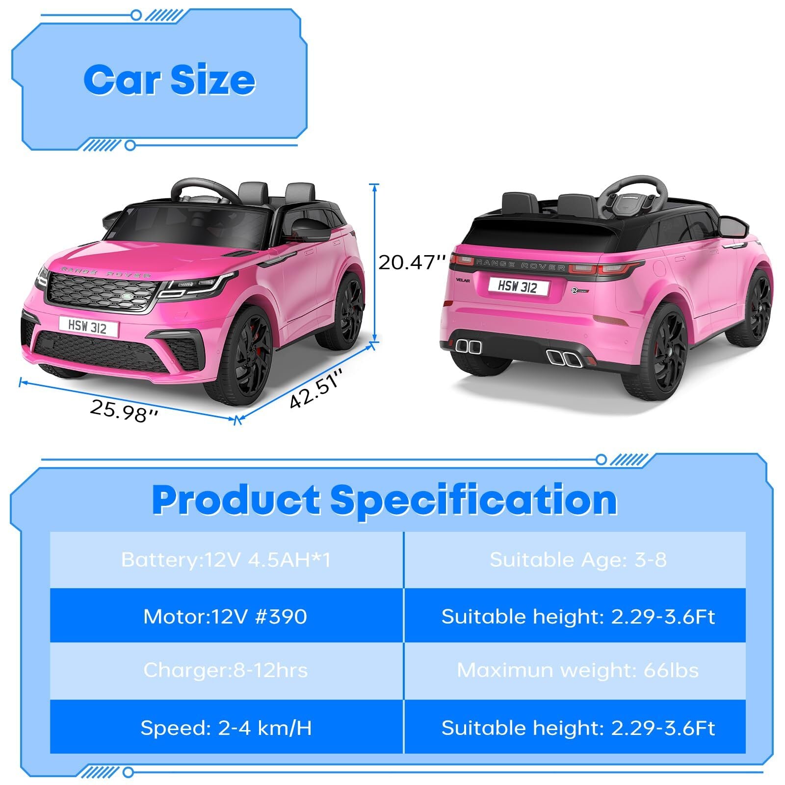 12V Licensed Land Rover Electric Ride-On Car for Kids with Parent Remote Control Trend Times 5