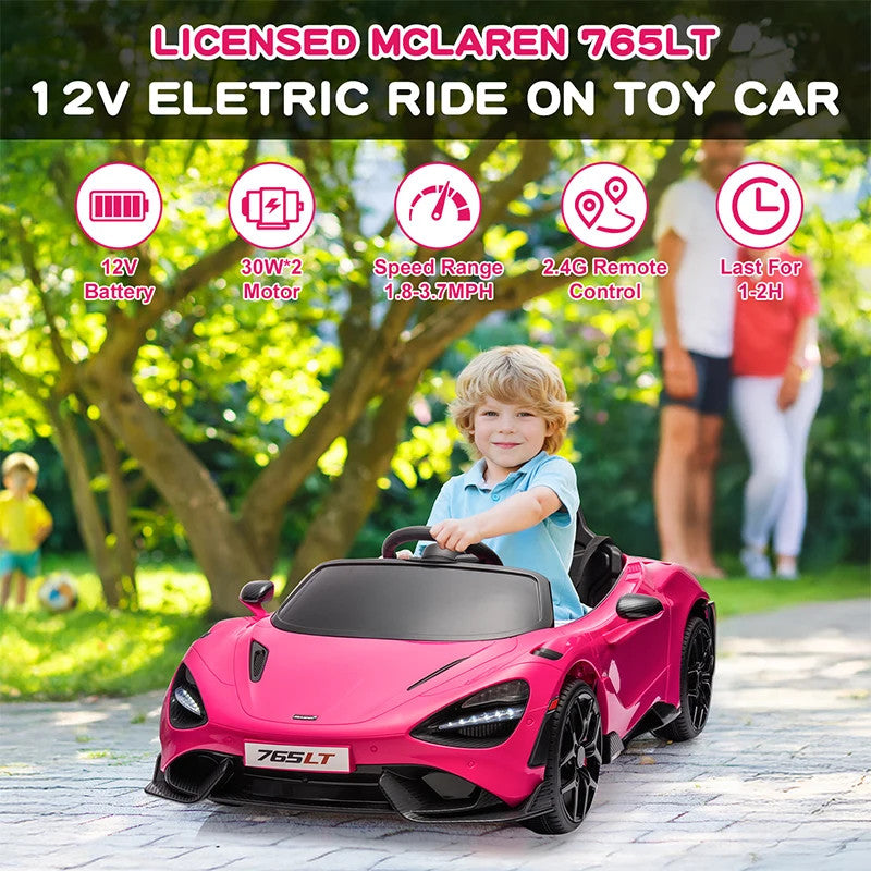 12V Licensed McLaren 765LT Electric Ride-On Toy Vehicle for Kids Age 3+ Trend Times 1