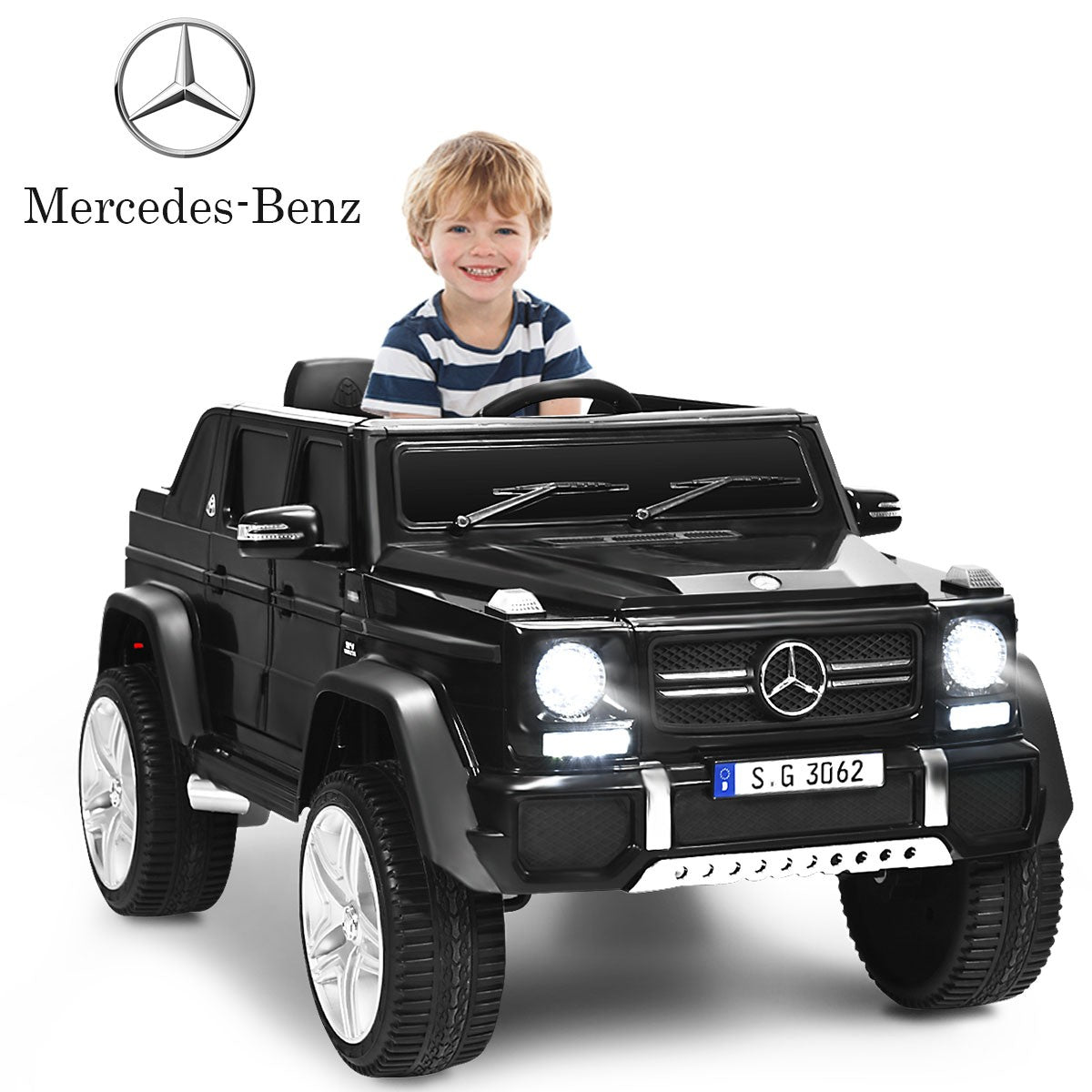 12V Licensed Kids Ride-On Mercedes-Benz RC Motorized Car with Trunk Black Trend Times 0