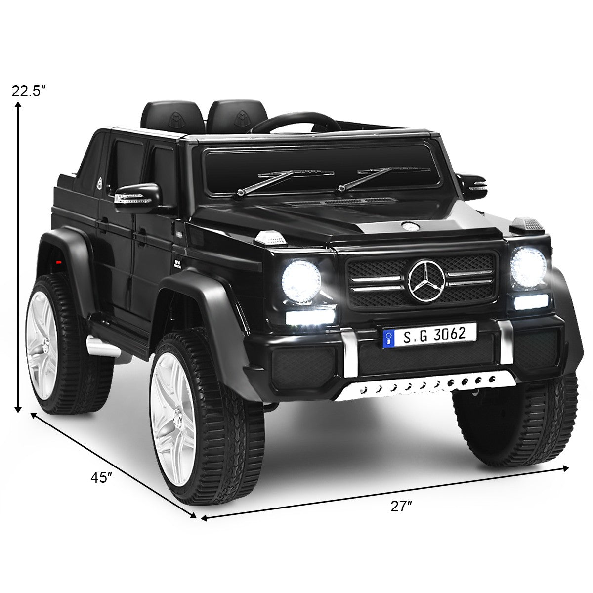 12V Licensed Kids Ride-On Mercedes-Benz RC Motorized Car with Trunk Black Trend Times 1