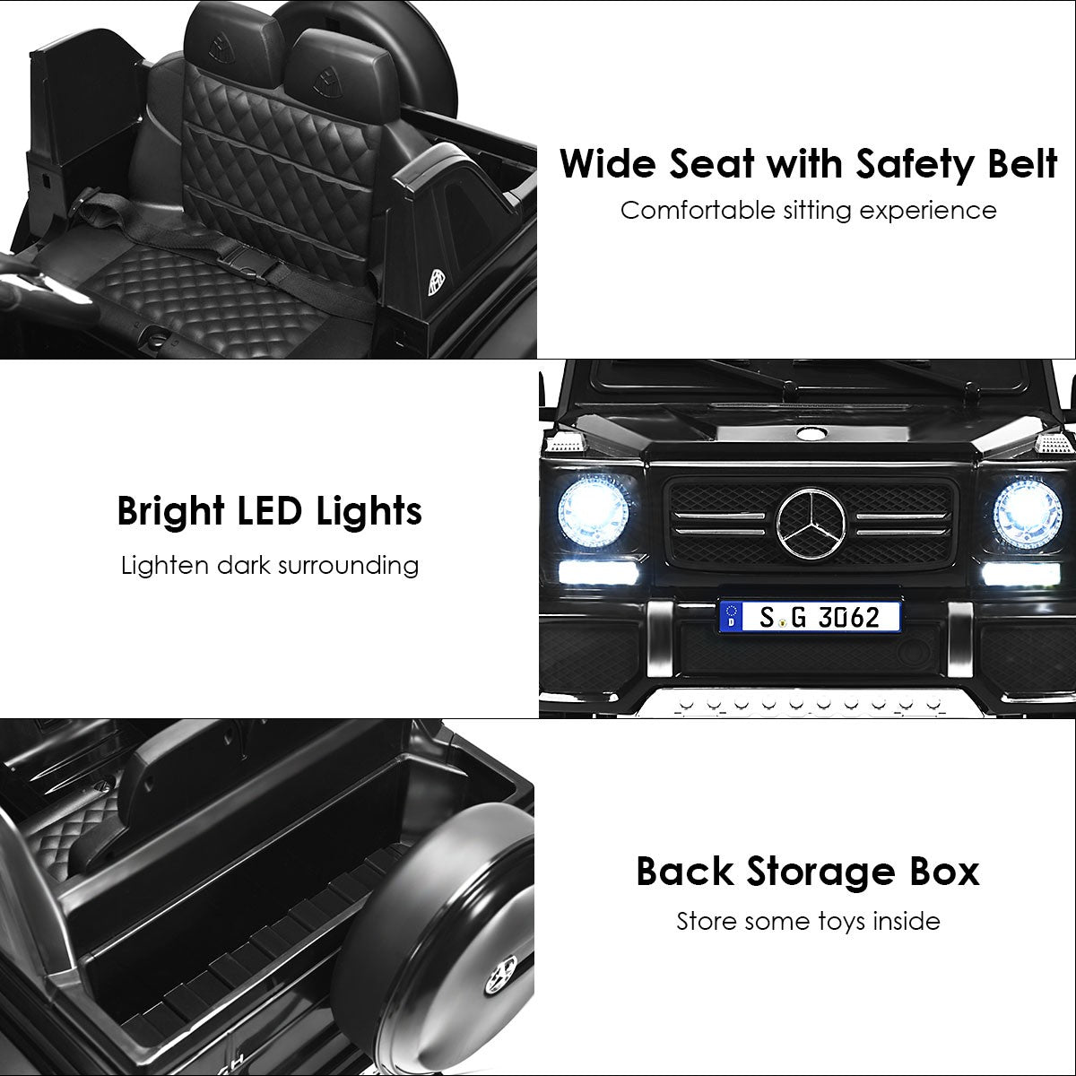 12V Licensed Kids Ride-On Mercedes-Benz RC Motorized Car with Trunk Black Trend Times 9