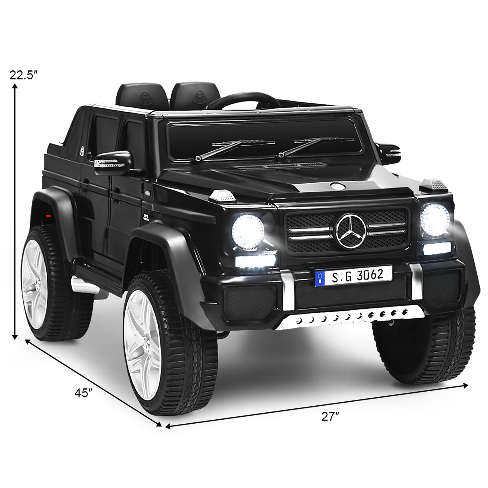 12V Licensed Mercedes-Benz Kids Ride-On RC Motorized Car with Trunk Black Trend Times 1