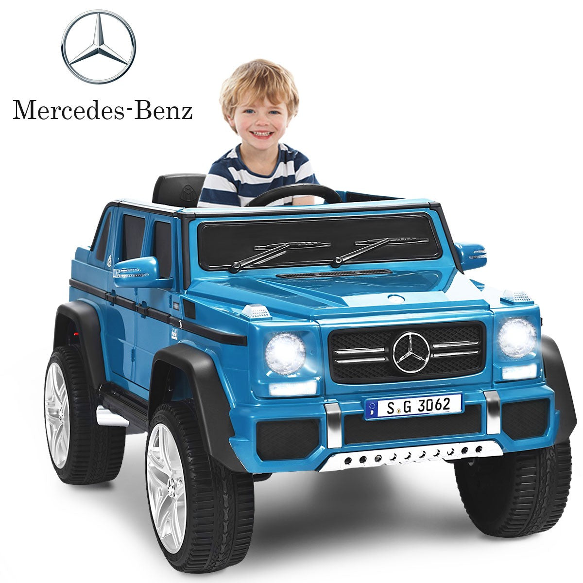 12V Licensed Mercedes-Benz Kids Ride-On RC Motorized Car with Trunk Navy Trend Times 0