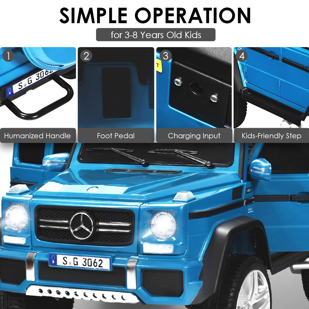 12V Licensed Mercedes-Benz Kids Ride-On RC Motorized Car with Trunk Navy Trend Times 10