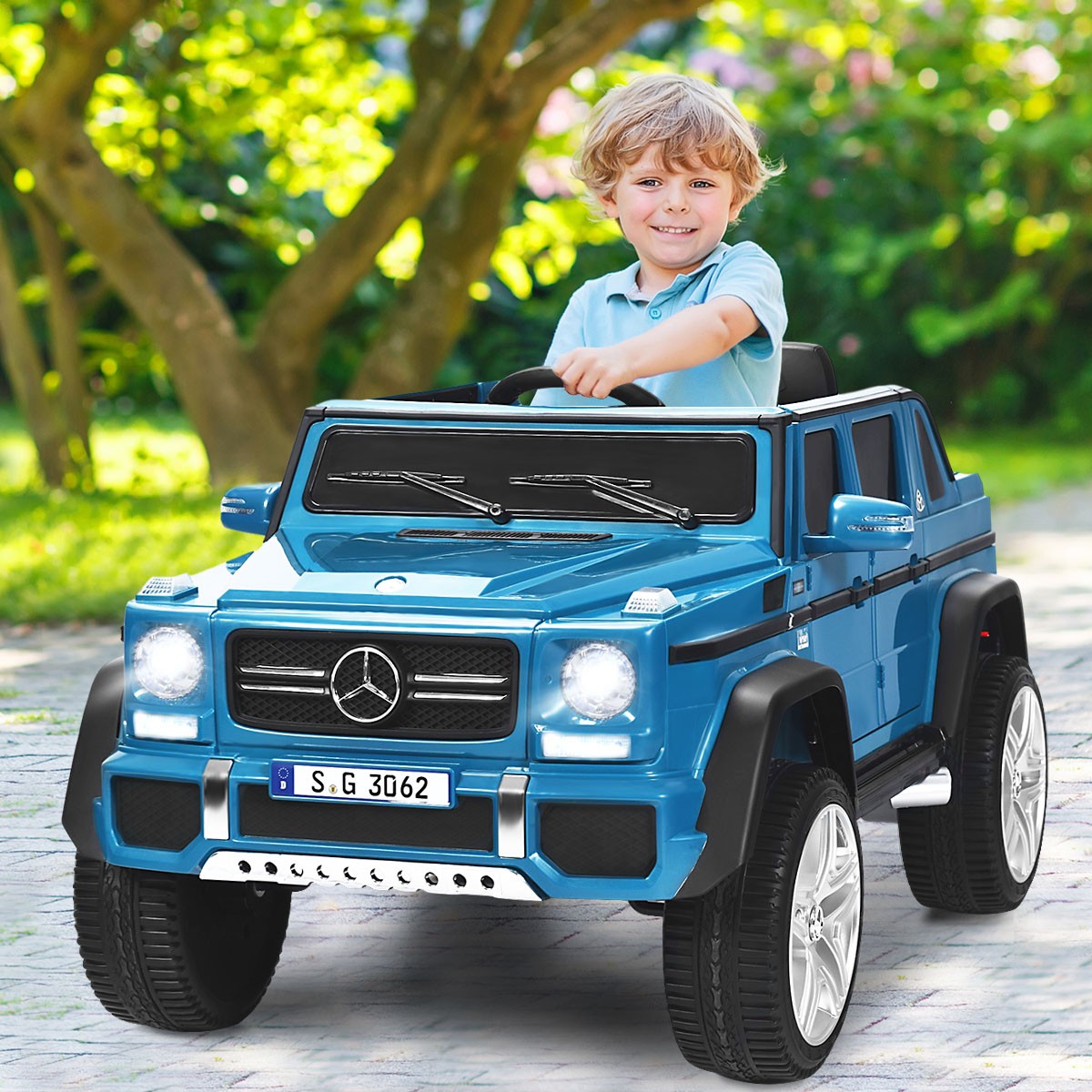 12V Licensed Mercedes-Benz Kids Ride-On RC Motorized Car with Trunk Navy Trend Times 2