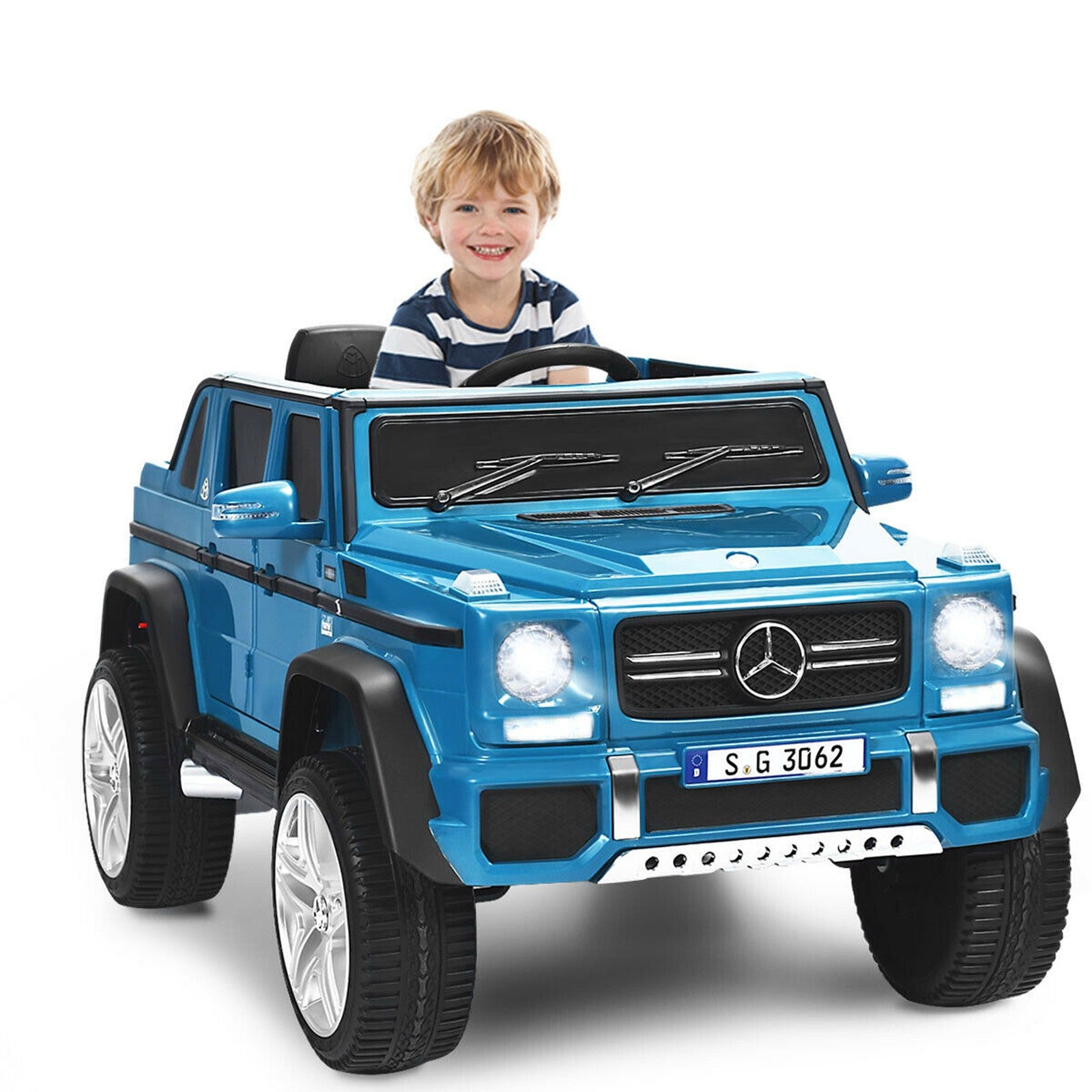 12V Licensed Kids Ride-On Mercedes-Benz RC Motorized Car with Trunk Navy Trend Times 0