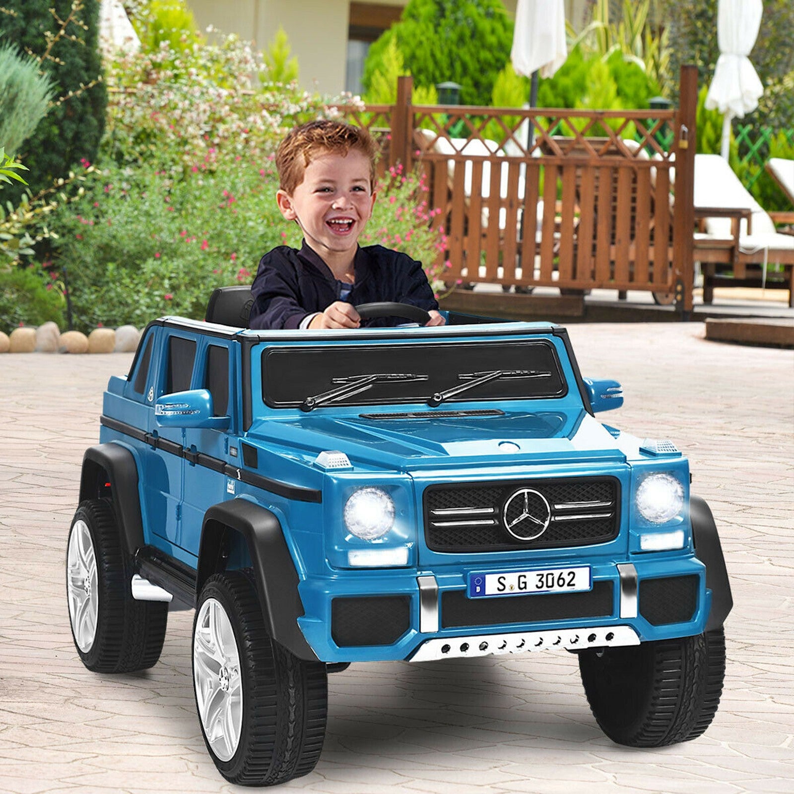 12V Licensed Kids Ride-On Mercedes-Benz RC Motorized Car with Trunk Navy Trend Times 2