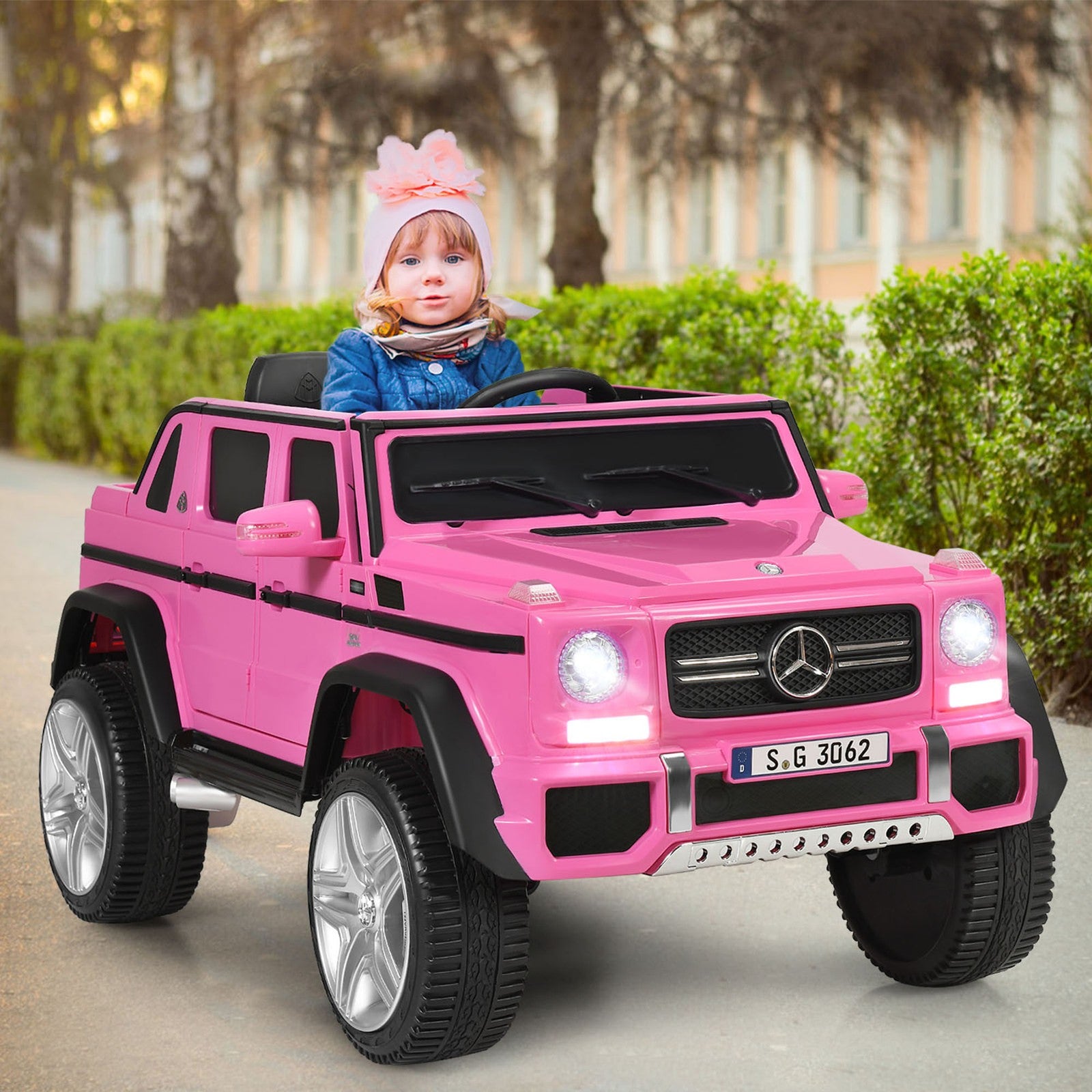 12V Licensed Mercedes-Benz Kids Ride-On RC Motorized Car with Trunk Pink Trend Times 2