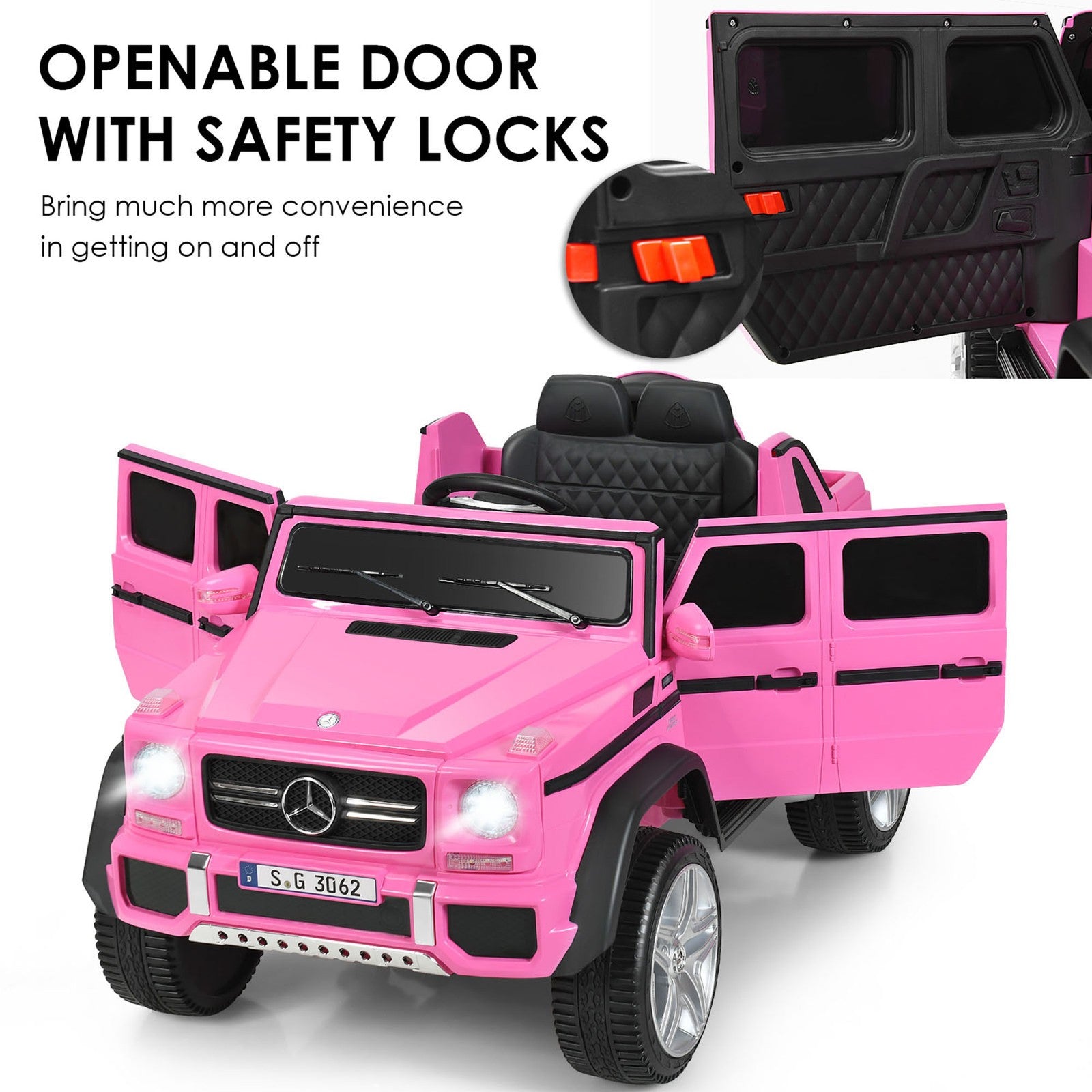 12V Licensed Mercedes-Benz Kids Ride-On RC Motorized Car with Trunk Pink Trend Times 7