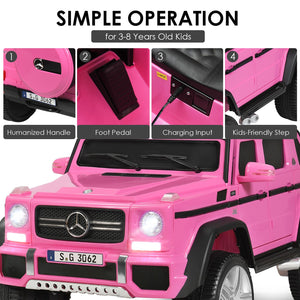 12V Licensed Mercedes-Benz Kids Ride-On RC Motorized Car with Trunk Pink Trend Times 8