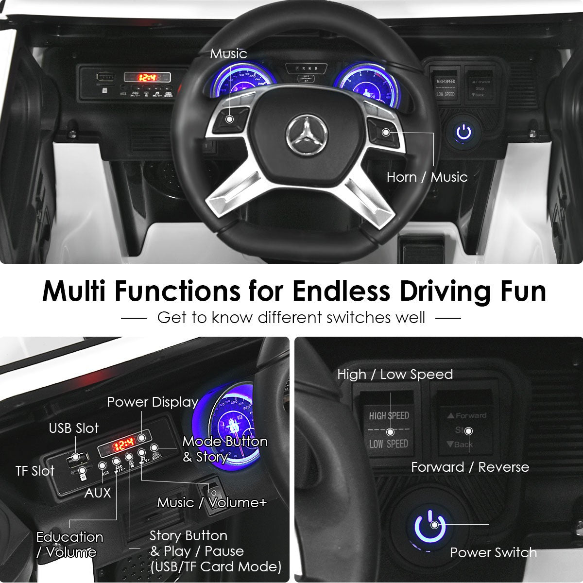 12V Licensed Kids Ride-On Mercedes-Benz RC Motorized Car with Trunk and Music Trend Times 6