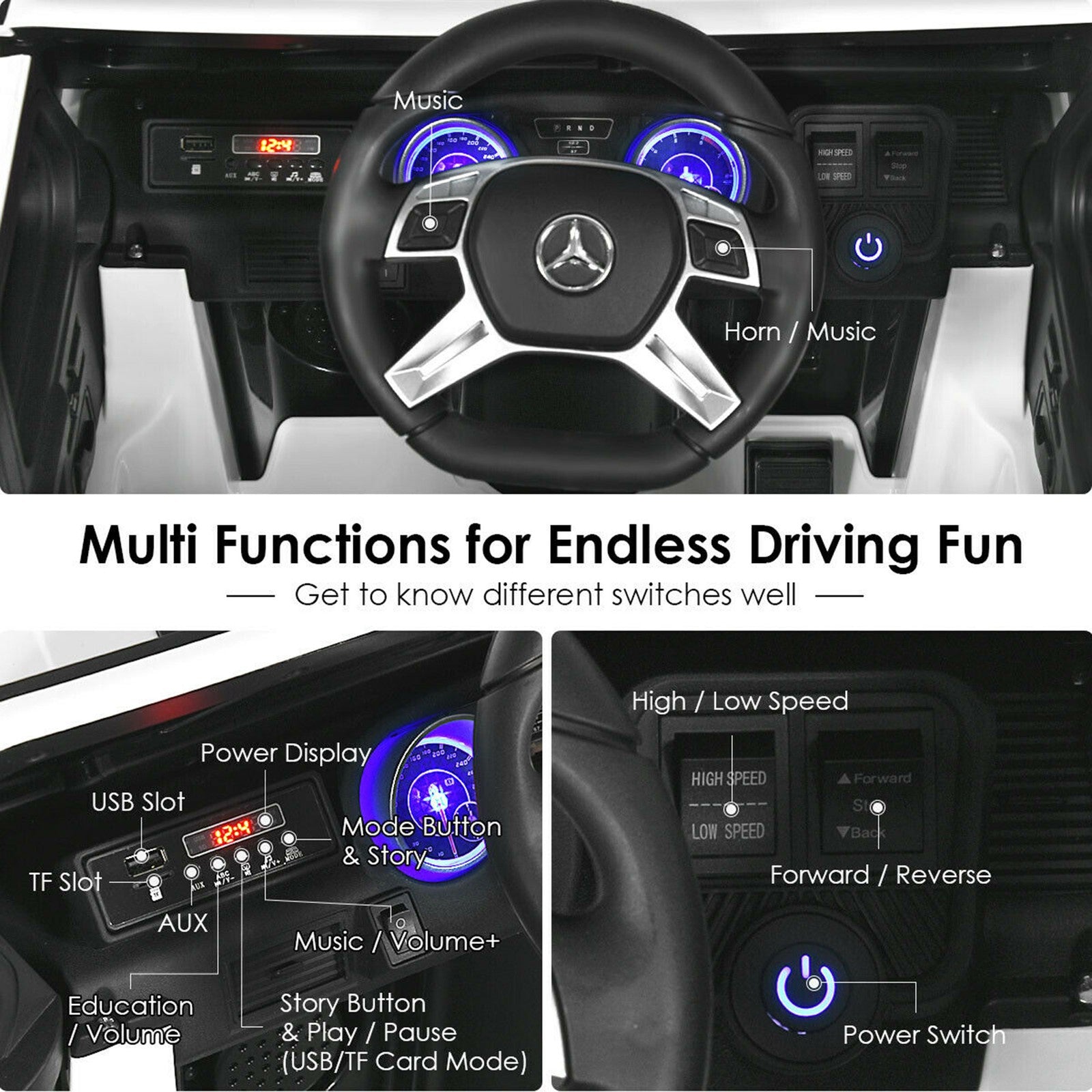 12V Licensed Kids Ride-On Mercedes-Benz RC Motorized Car with Trunk and Music Trend Times 5