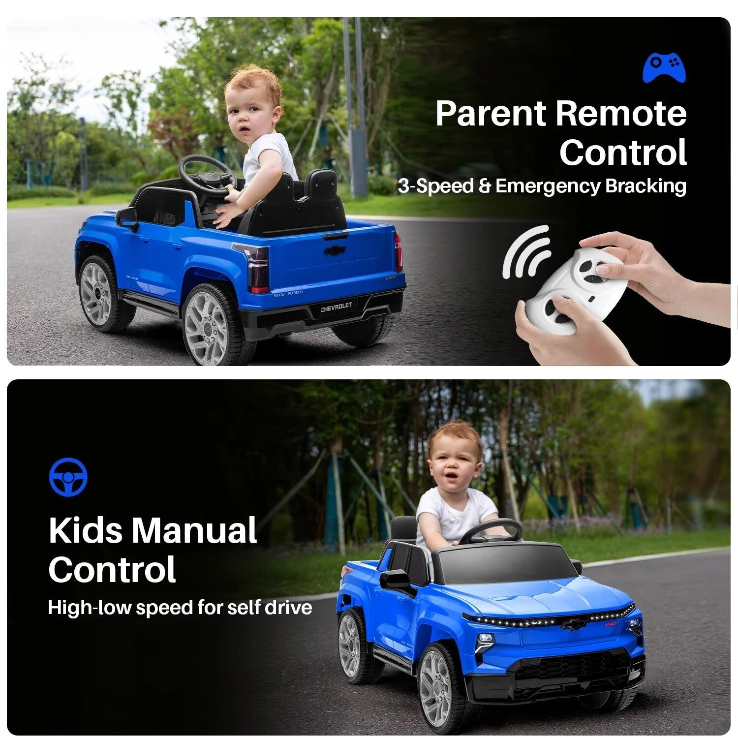 12V Licensed Silverado Electric Ride-On Truck Toy with Remote for Toddlers and Kids Trend Times 5