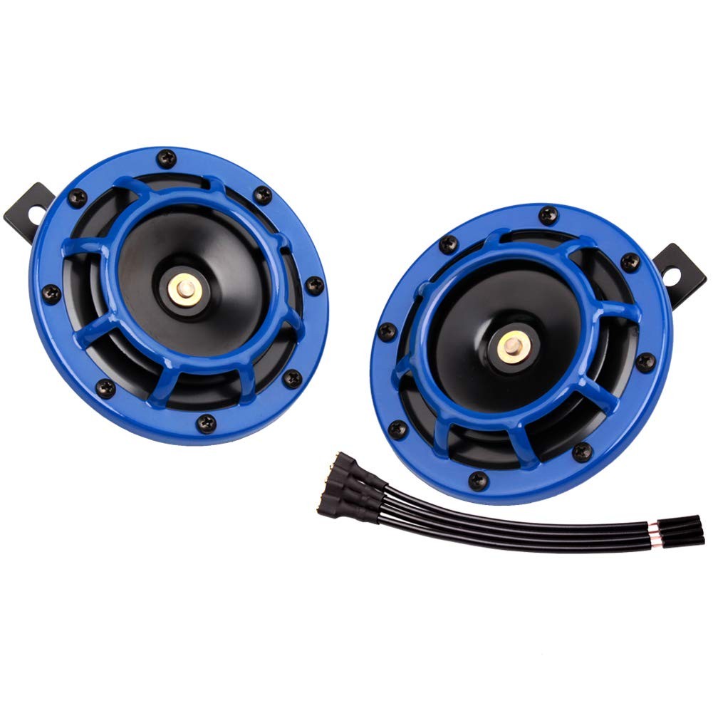 12V Loud Blue Twin Electric Car Horn Kit with High and Low Tone Trend Times Variant 0