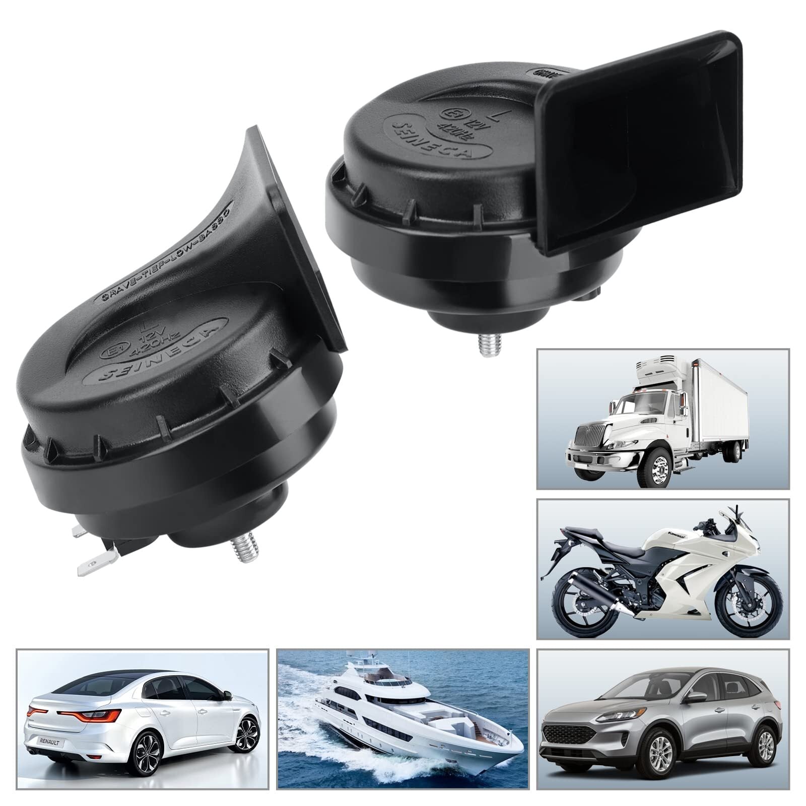 12V Loud Dual-Tone Electric Snail Horn Kit Universal Fit for Truck Car SUV Trend Times 4