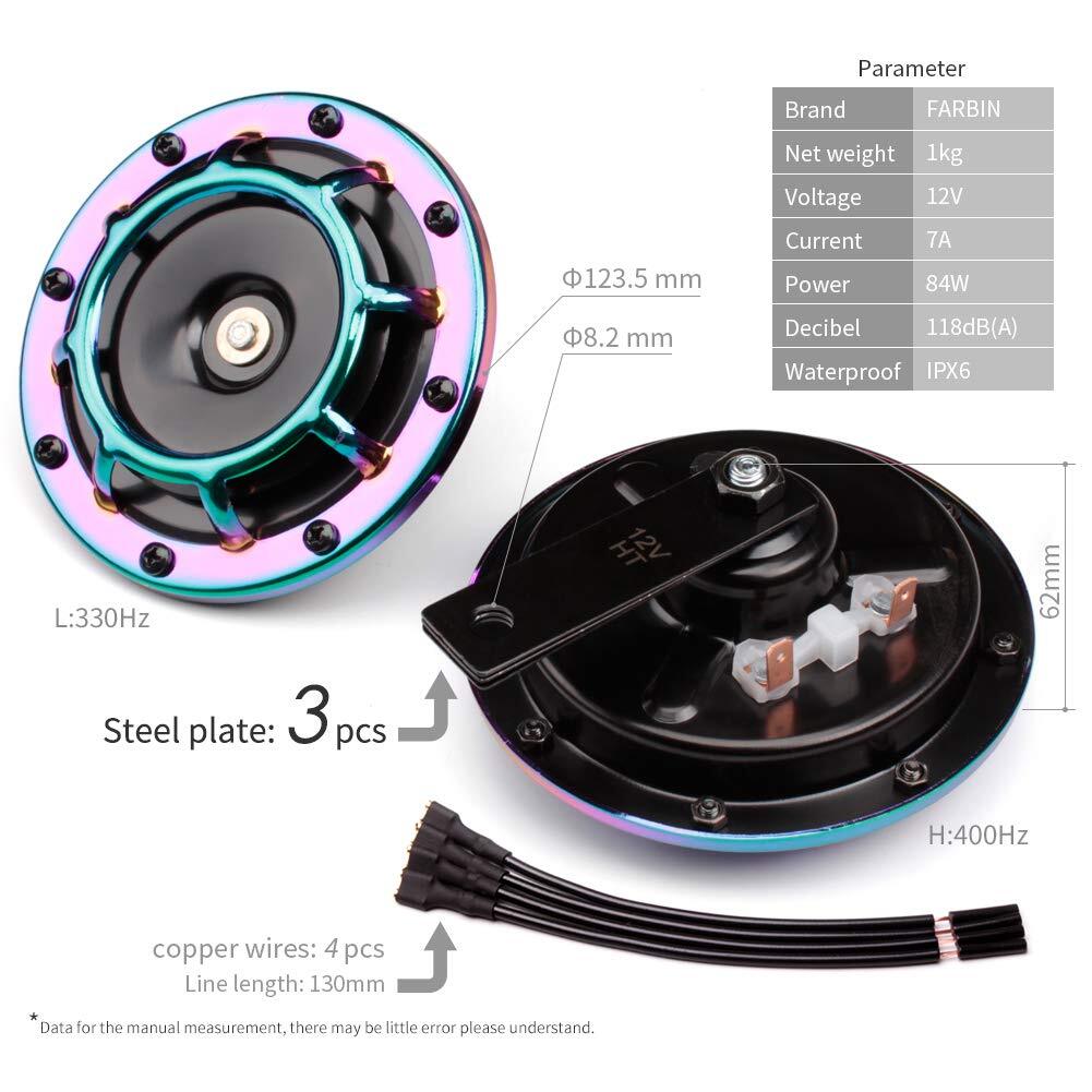 12V Loud Twin Metal Car Horn Kit with High and Low Tone Relay and Wire Harness Trend Times 4