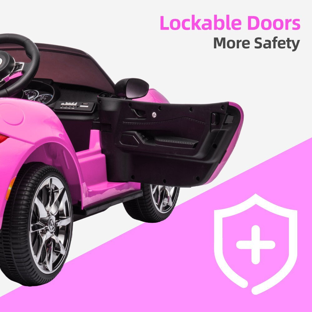 12V Kids Electric Ride-On Car with Remote Control and MP3 Player Pink Power Wheel Toy Trend Times 4