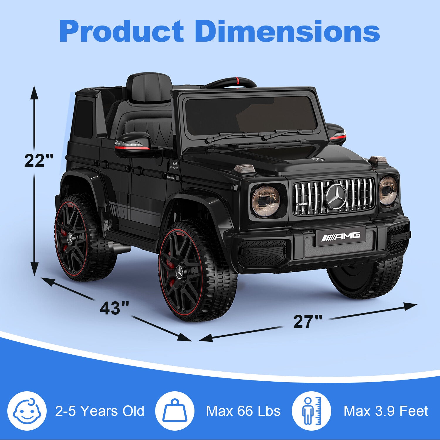 12V G63 Ride-On Wagon Toy with Remote Control, LED Lights, and Music Trend Times 7
