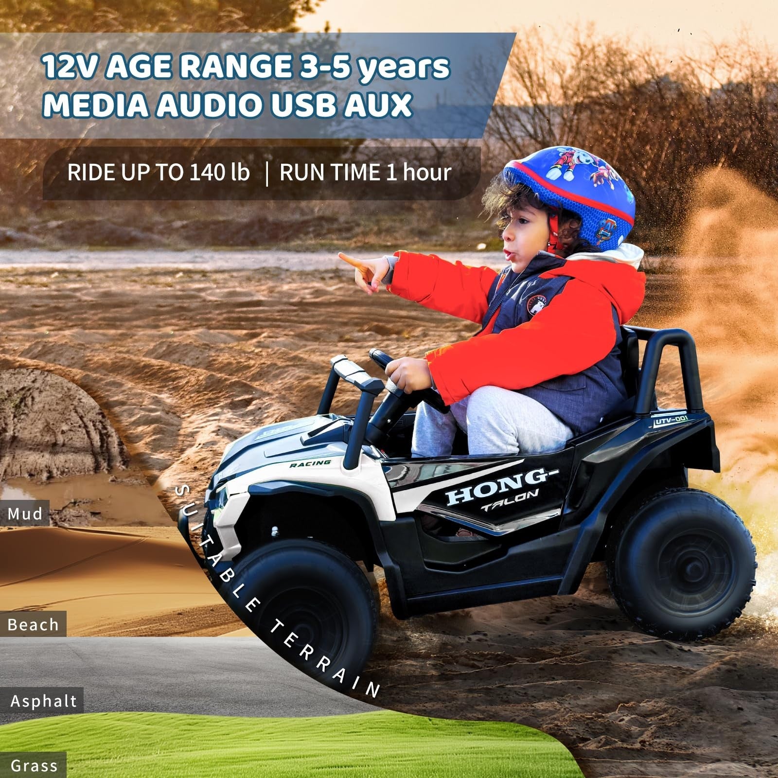 12V Remote Control Ride-On Car for Kids with Lights, Music, and Horn Trend Times 4