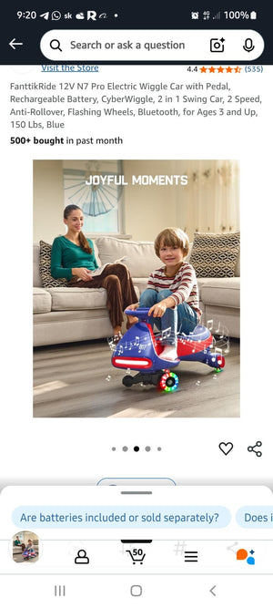 12V N7 Pro Electric Wiggle Car with Pedal and Rechargeable Battery 2-in-1 Swing Ride-On Trend Times 2