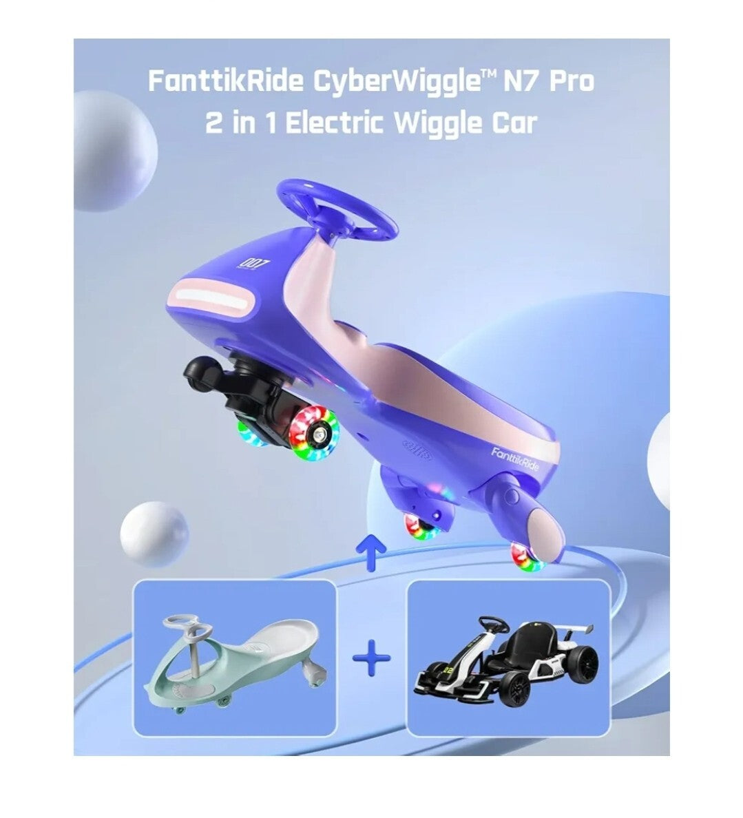 12V N7 Pro Electric Wiggle Car with Pedal, Rechargeable Battery, 2-in-1 Swing Ride-On Toy Trend Times 1
