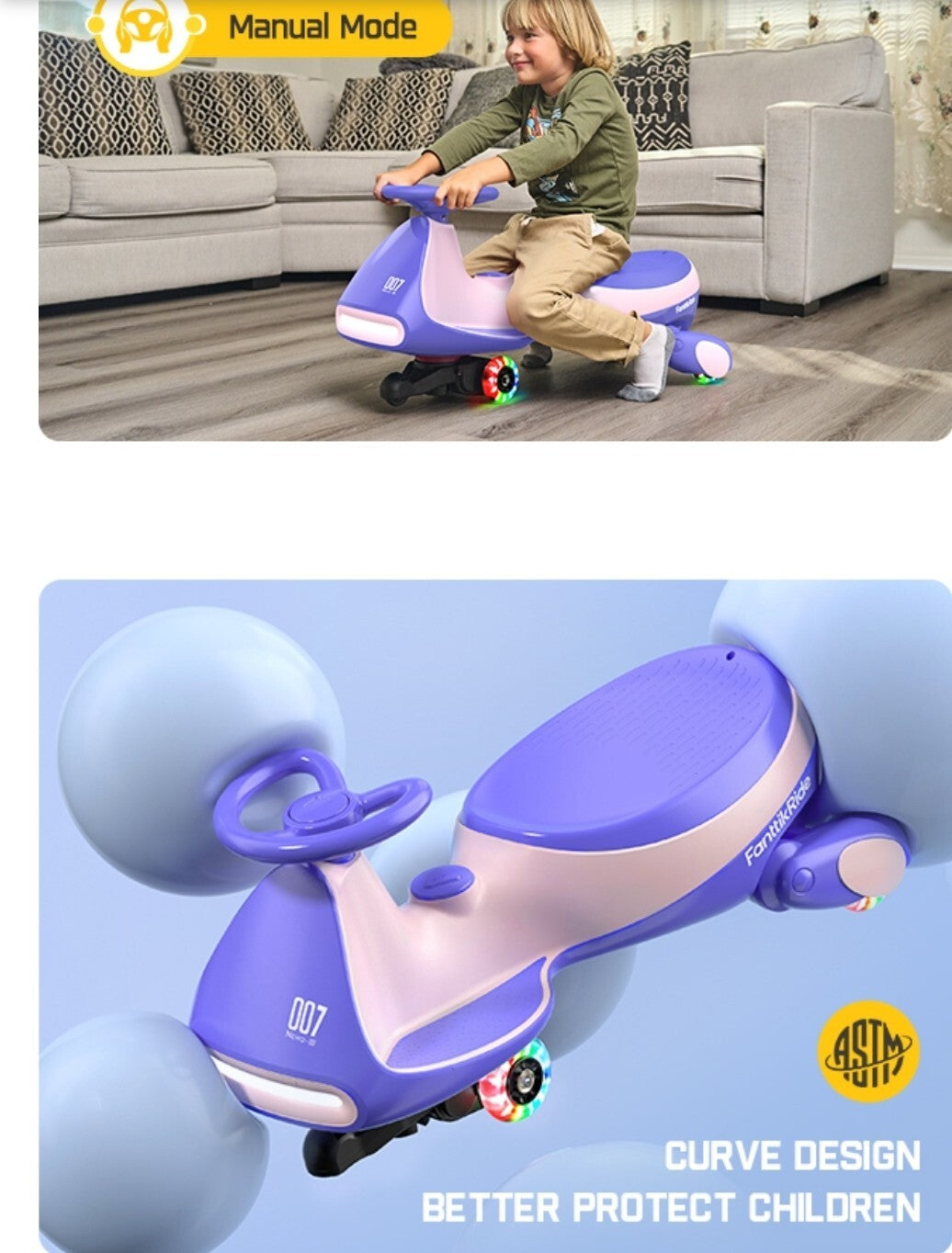 12V N7 Pro Electric Wiggle Car with Pedal, Rechargeable Battery, 2-in-1 Swing Ride-On Toy Trend Times 14