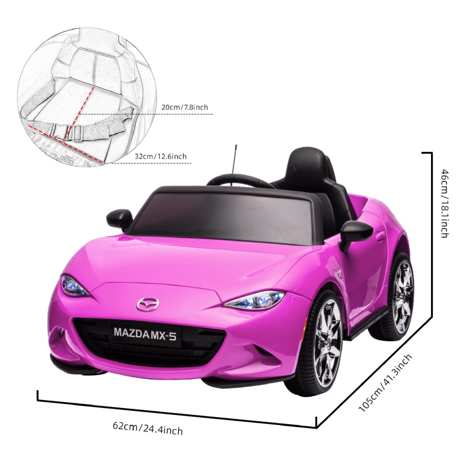 12V Pink Electric Ride-On Car with Remote Control, MP3 Player, and LED Lights Trend Times 9