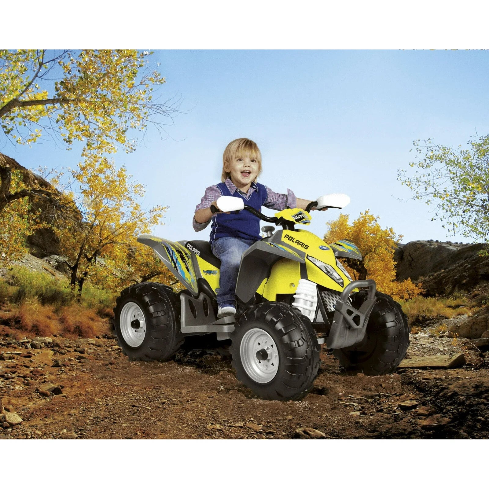 12V Battery-Powered Polaris Outlaw MXR 450 Ride-On ATV for Ages 3+ in Yellow Trend Times 5
