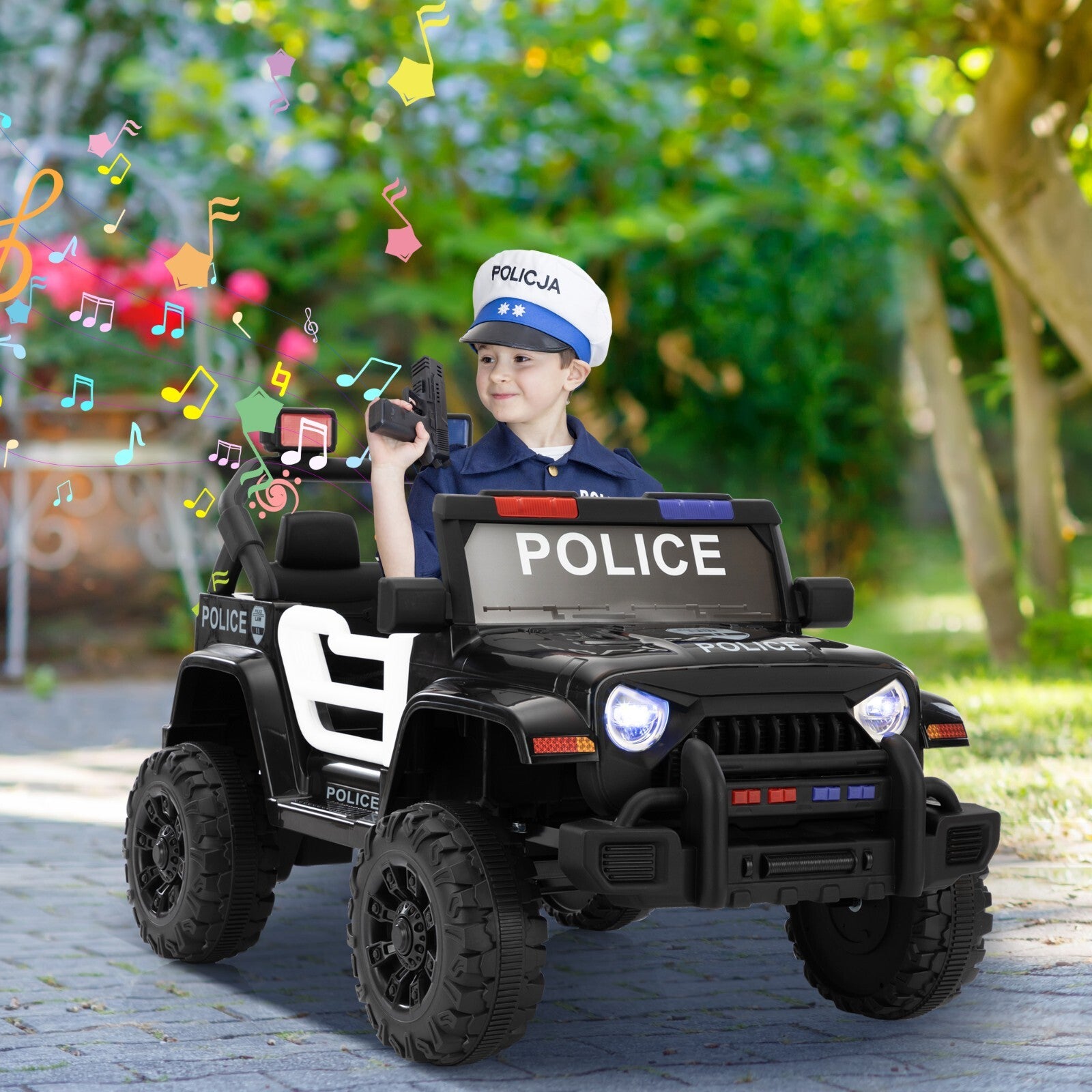 12V Battery-Powered Police Jeep Ride-On Car with 2.4G Remote Control Trend Times 9