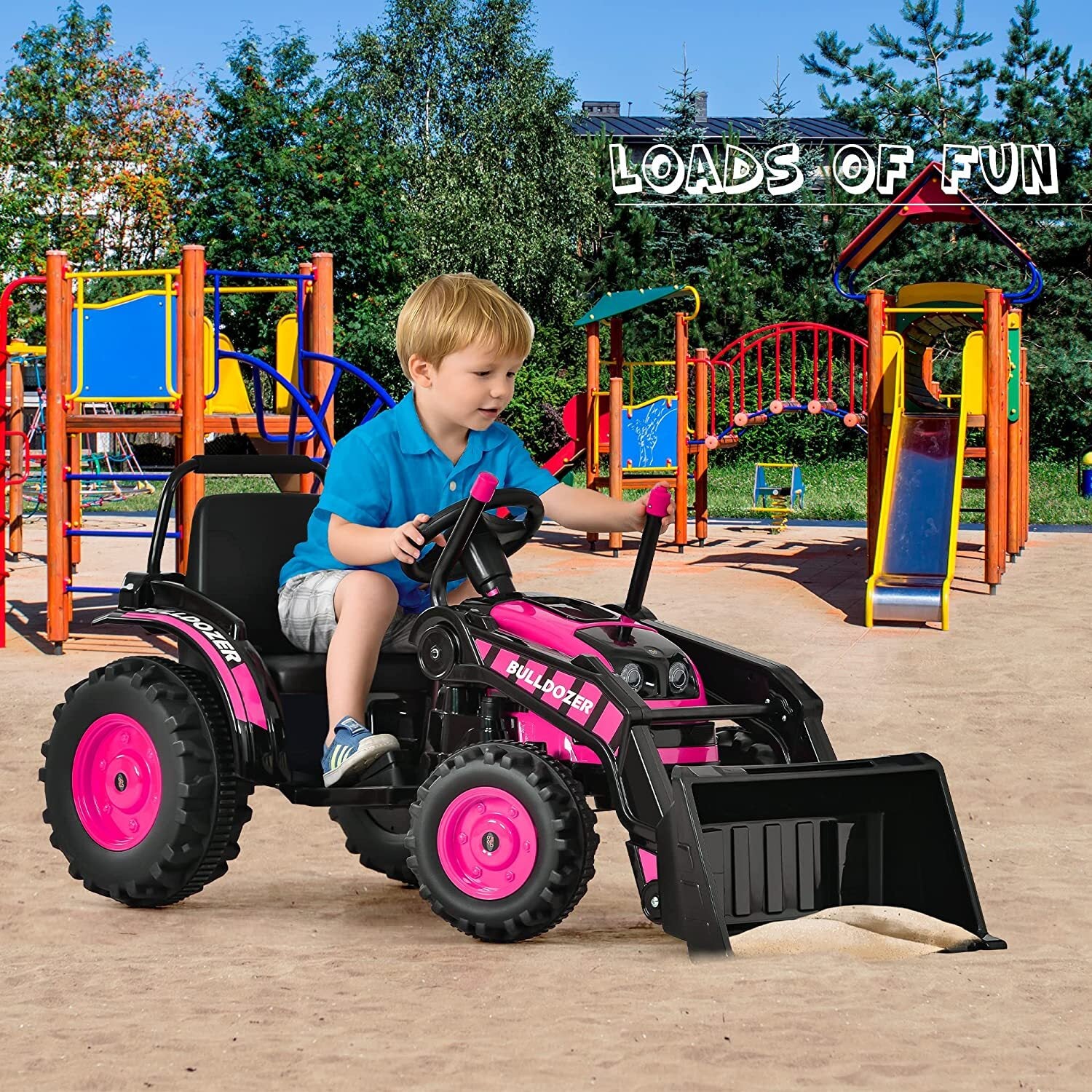 12V Powered Ride-On Bulldozer Toy Construction Vehicle with Remote Control for Kids Trend Times 1