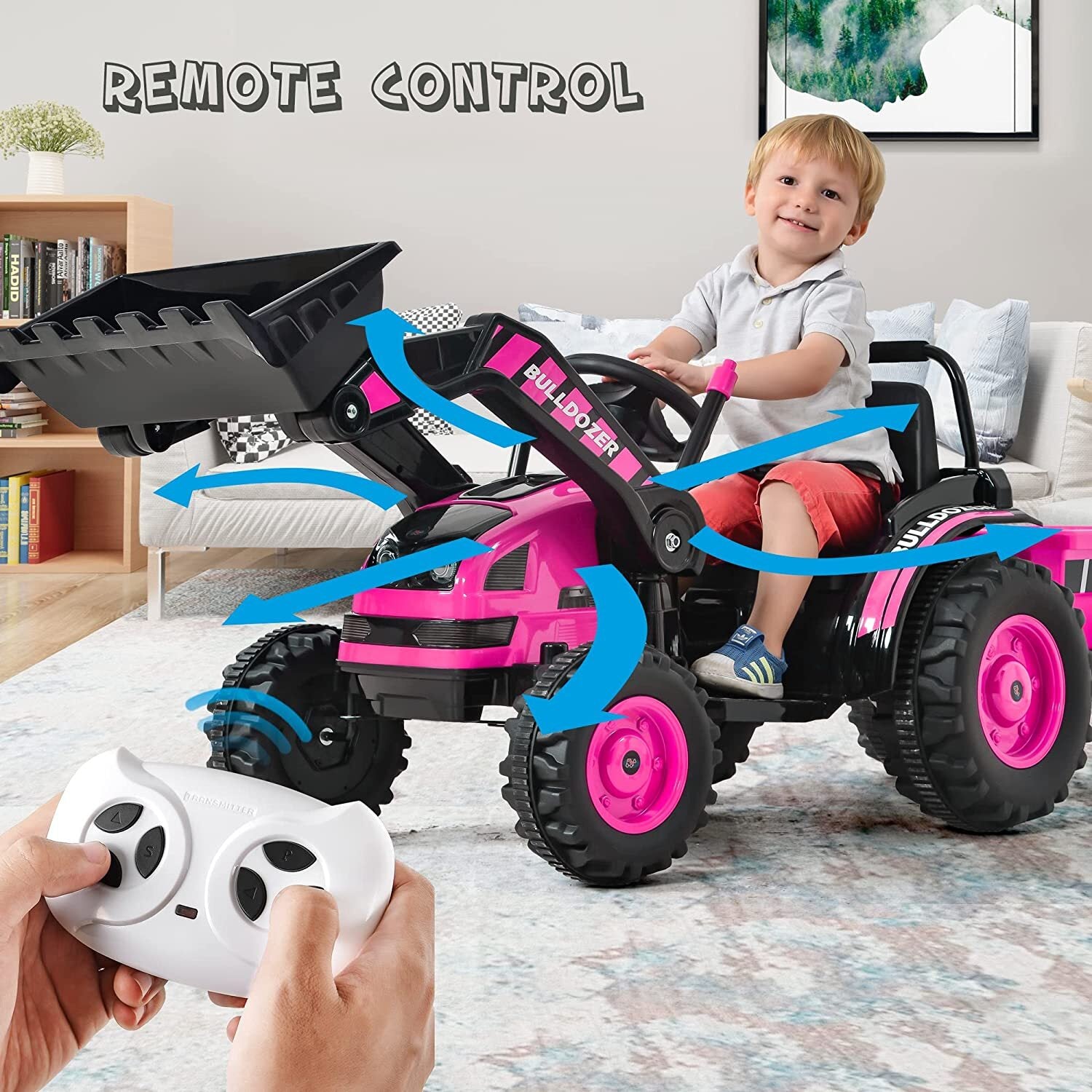 12V Powered Ride-On Bulldozer Toy Construction Vehicle with Remote Control for Kids Trend Times 4