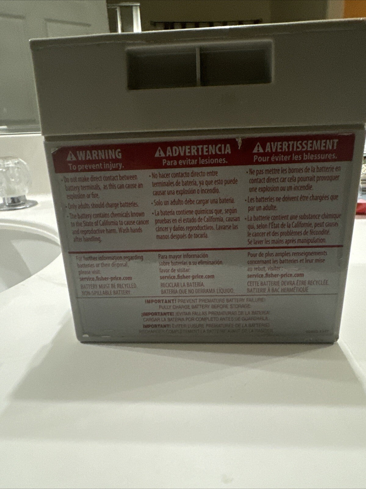 12V Power Wheels Battery with Charger Grey and Black Distressed Finish Trend Times 3