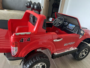 12V Electric Kids Ride-On Truck with Remote Control, Red Battery-Powered Toy Car Trend Times 4