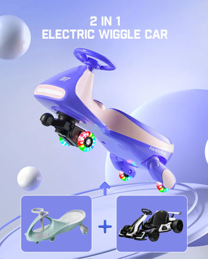 12V Electric Wiggle Ride-On Car with Pedal for Kids 3+ Rechargeable Battery Trend Times 2
