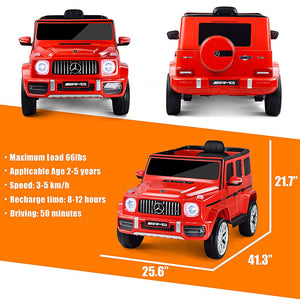 12V Electric RC Ride-On Car for Kids 1:4 Scale Red Mercedes AMG G63 Trend Times 10