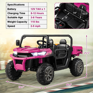 12V Rechargeable Battery 2-Seater Kids Ride-On Dump Truck with Dump Bed and Shovel Trend Times 2
