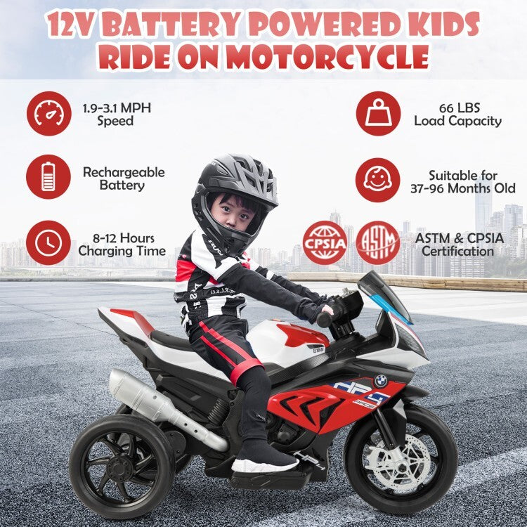 12V Rechargeable Battery Ride-On Motorcycle Toy for Kids with Headlights and Music Trend Times 4