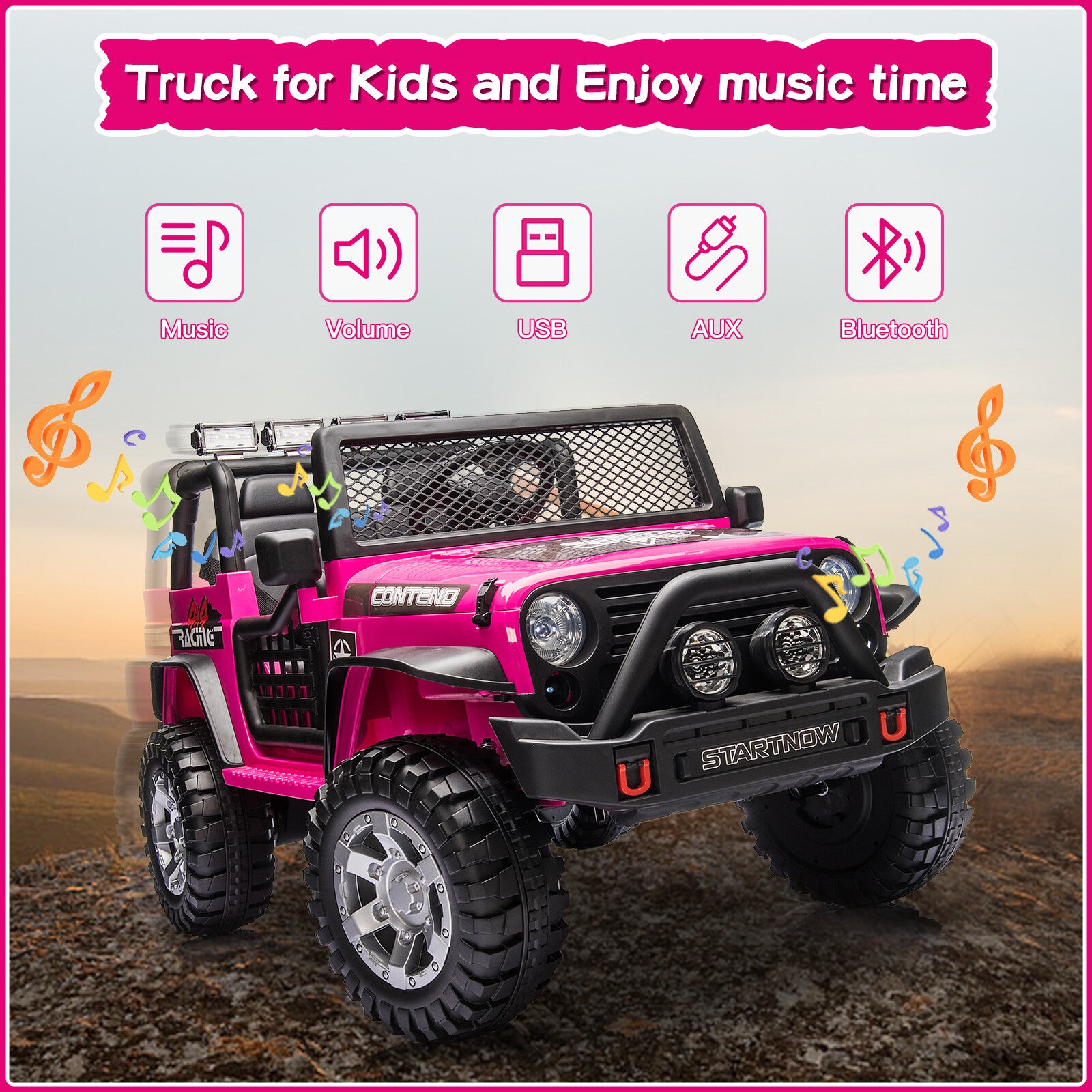 12V Red Electric Kids Ride-On Jeep Truck with Head and Tail Lights and Remote Control Trend Times 5