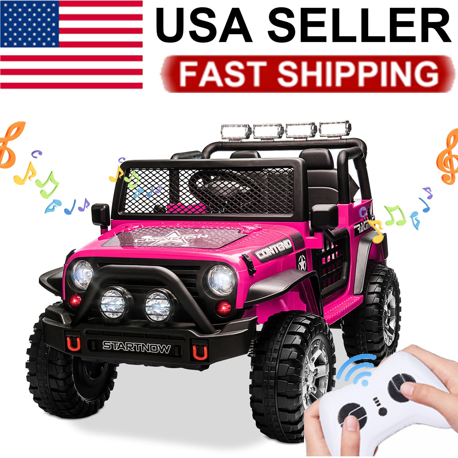 12V Red Electric Kids Ride-On Jeep Truck with Head and Tail Lights and Remote Control Trend Times Variant 0