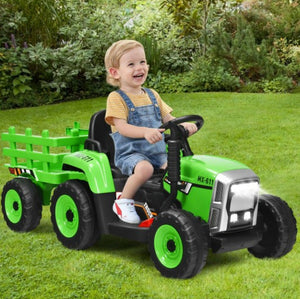 12V Remote Control Kids Ride-On Tractor with Detachable Trailer, Lights, and MP3 Music Trend Times 0