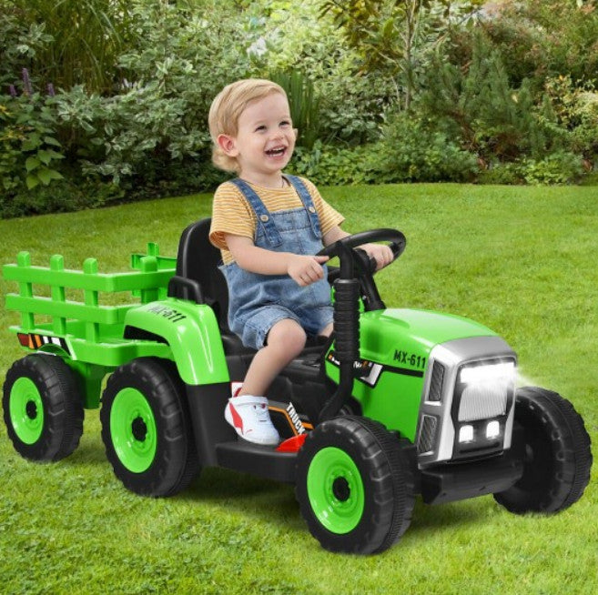 12V Remote Control Kids Ride-On Tractor with Detachable Trailer, Lights, and MP3 Music Trend Times 0
