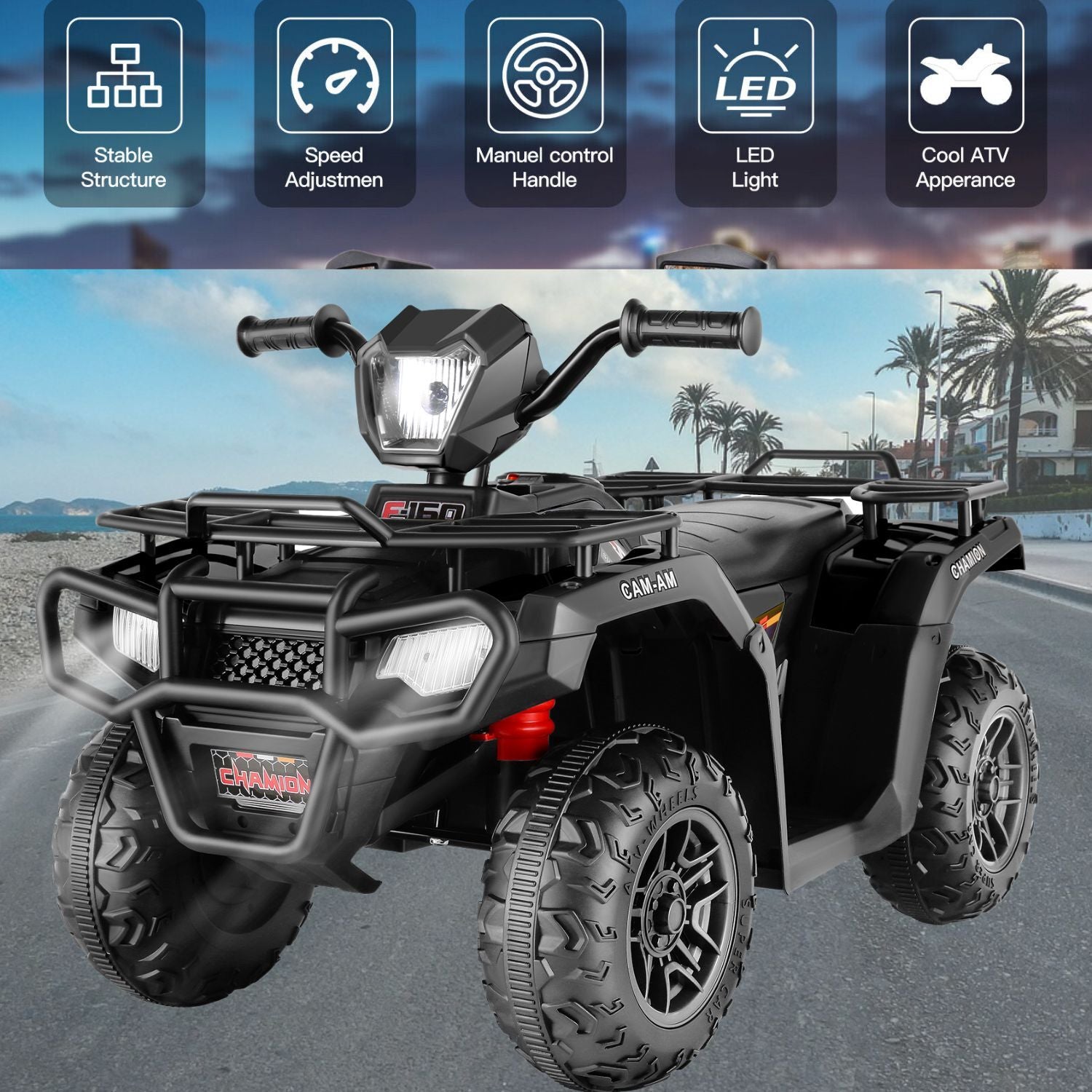 12V Ride-On 4 Wheeler ATV Quad Toy Vehicle with Music LED Lights and Remote Control Trend Times 11