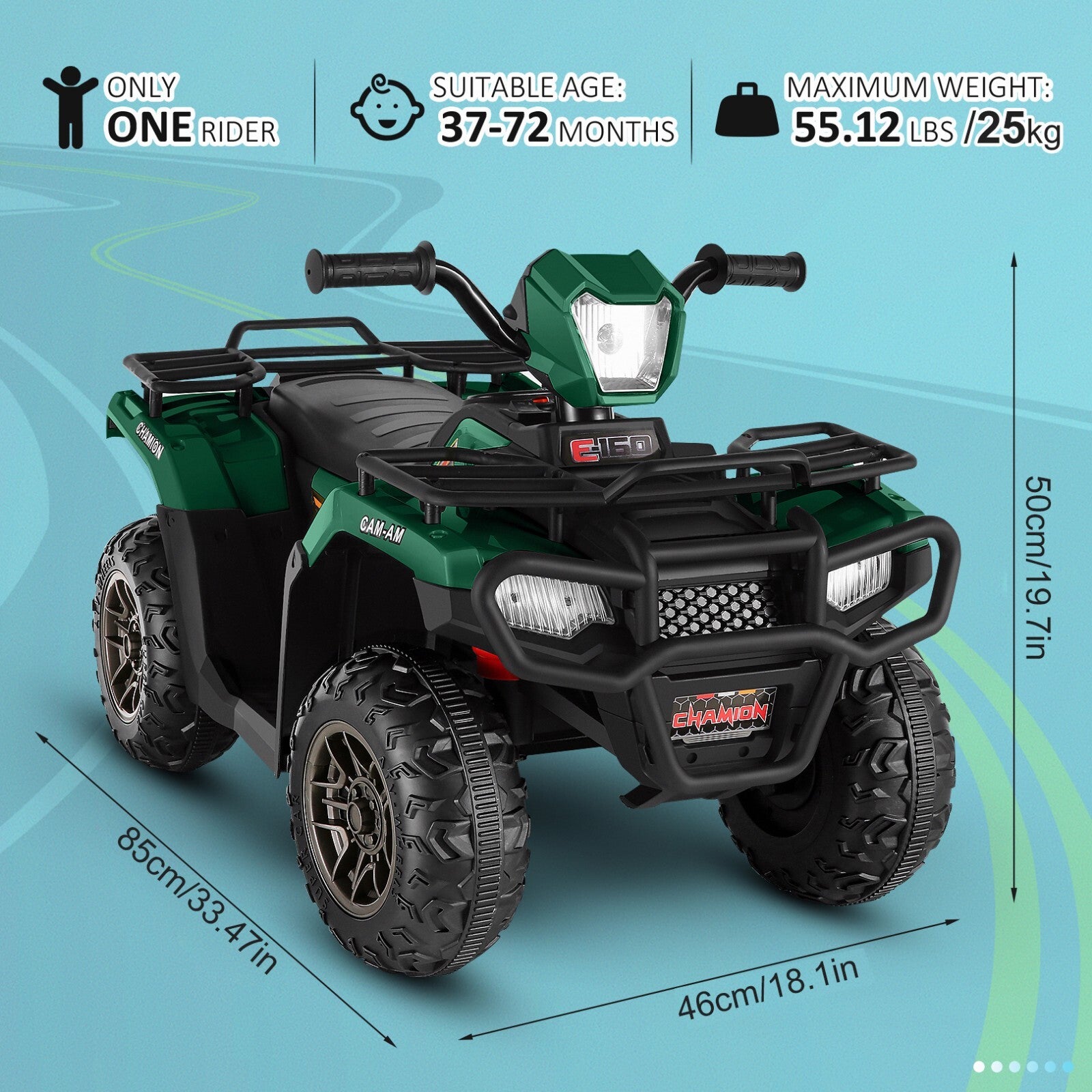 12V Ride-On 4 Wheeler ATV Quad Toy Vehicle with Music LED Lights and Remote Control Trend Times 6