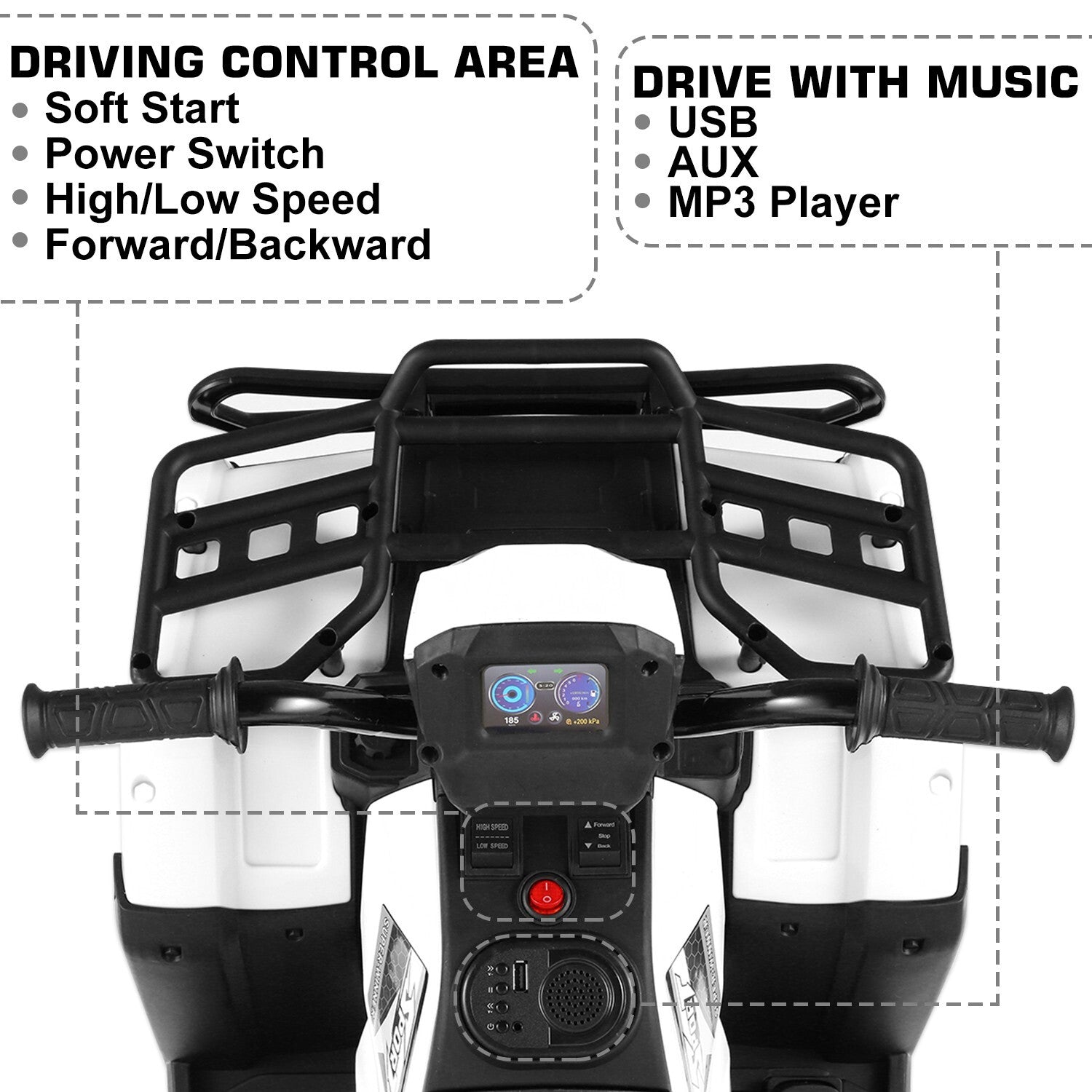 12V Electric Ride-On ATV for Kids Off-Road 4-Wheeler Quad with Remote Control Trend Times 3